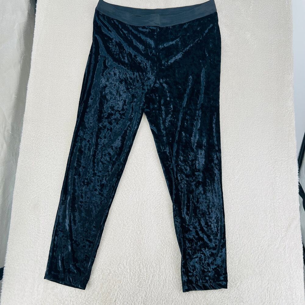 BAMBOO TRADERS Women's Black Crushed Velvet Pull On Pants XL Loungewear Clubwear